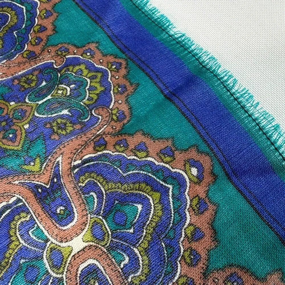 Worthington Vintage Wool Scarf Paisley Pattern Square Japan